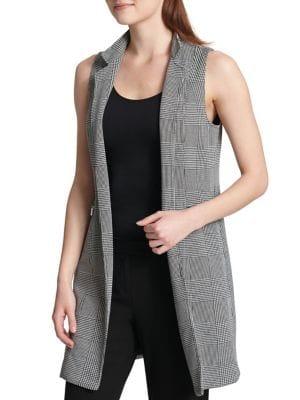 Calvin Klein Plaid Notch Collar Vest