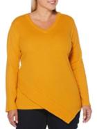 Rafaella Plus V-neck Cotton-blend Sweater
