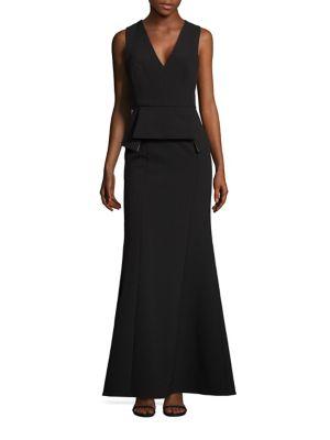 Bcbgmaxazria V-neck Peplum Gown