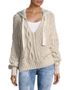 Free People Hooded Cableknit Sweater