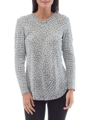 B Collection By Bobeau Leopard Printed Brushed Hoodie