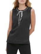 Tommy Hilfiger Contrast Dotted Tie-neck Sleeveless Top