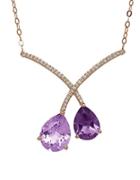 Lord & Taylor Amethyst And 14k Rose Gold Necklace