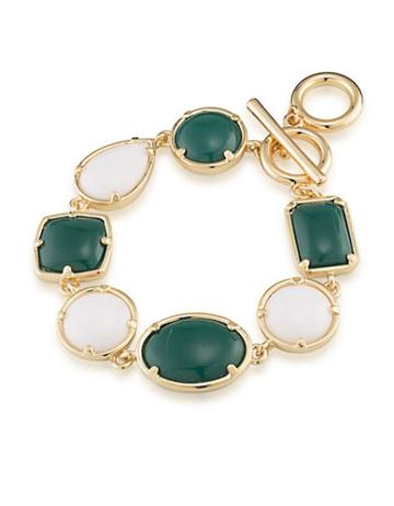 1st And Gorgeous Multi-shape Flex Toggle Bracelet- Green And White