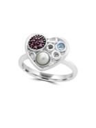 Effy Pearl, Pink Tourmaline, Blue Topaz And Sterling Silver Ring