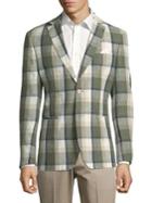 Tallia Orange Mason Slim-fit Plaid Linen Suit Jacket