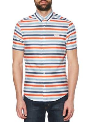 Original Penguin Horizontal Roadway Striped Button-down Stretch Shirt