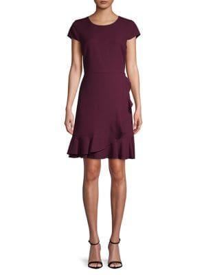 Karl Lagerfeld Paris Cap-sleeve Ruffle-hem Dress