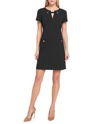 Tommy Hilfiger Grommet Scuba Crepe Shift Dress