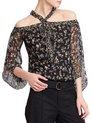 Lauren Ralph Lauren Cold-shoulder Georgette Blouse