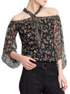 Lauren Ralph Lauren Cold-shoulder Georgette Blouse