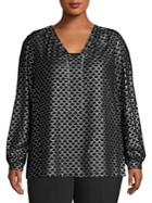 Michael Michael Kors Plus Metallic Deco Foil Chain Blouse