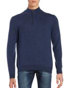 Black Brown Merino Wool Quarter-zip Sweater