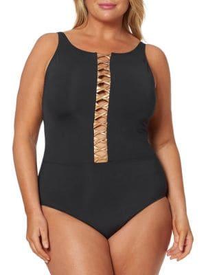 Bleu Rod Beattie Plus One-piece Crisscross Swimsuit