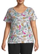 Lord & Taylor Plus Printed Cotton Top