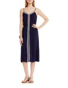 Two By Vince Camuto Embroidered Crinkle Gauze Midi Dress