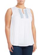 Lucky Brand Plus Embroidered Peasant Tank
