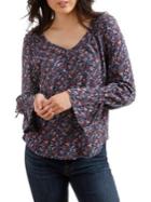 Lucky Brand Printed Bell-sleeve Top