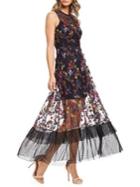 Dress The Population Gina Embroidered Illusion Dress
