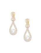 Nadri ?goldtone Faux Pearl And Stone-accented Teardrop Clip-on Earrings