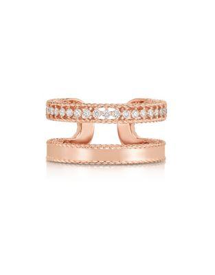 Roberto Coin Double Symphony Diamond And 18k Rose Gold Ring