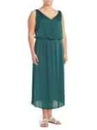 Vince Camuto Plus Rumple V-neck Midi Dress
