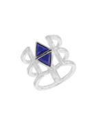 Nes Group Lapis And Sterling Silver Three-bar Ring