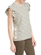 Lauren Ralph Lauren Striped Cotton Flutter-sleeve T-shirt