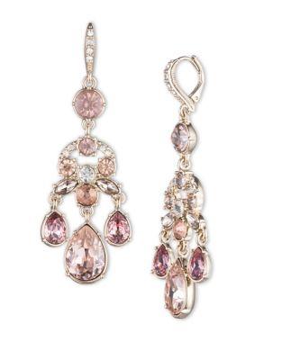 Givenchy Blush Pink Crystal And Goldtone Chandelier Earrings