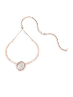 H Halston White Crystal Round Wire Collar Necklace