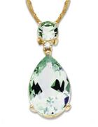 Lord & Taylor 14k Gold Diamond And Green Amethyst Necklace