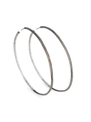 Cz By Kenneth Jay Lane Crystal Oversized Hoop Earrings