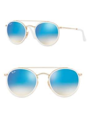 Ray-ban Rb3647 51mm Mirrored Round Aviator Sunglasses
