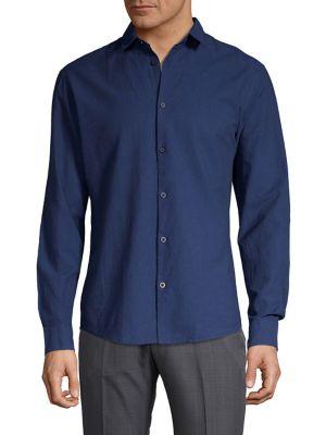 Selected Homme Slim-fit Cotton & Linen Button Front Shirt