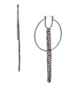 Bcbgeneration Red Carpet Confetti Hematite Hoop & Stone Chain Fringe Earrings