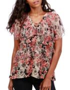 Lucky Brand Ruffle-trim Floral Top