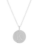 Lord & Taylor 14k White Gold K Round Pendant Necklace