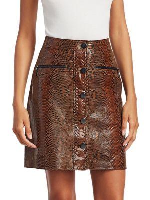 Elie Tahari Tammy Snakeskin Embossed Leather Skirt