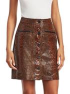 Elie Tahari Tammy Snakeskin Embossed Leather Skirt