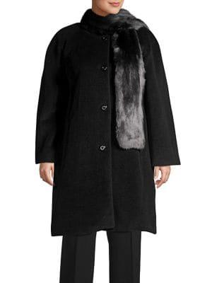 Jones New York Plus Faux-fur Shawl Coat