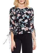 Vince Camuto Drawstring-sleeve Floral Blouse