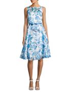 Gabby Skye Floral-printed A-line Lace Dress