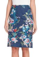 Tahari Arthur S. Levine Petite Floral Embroidered Skirt