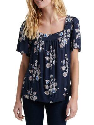 Lucky Brand Floral Cotton Blend Top