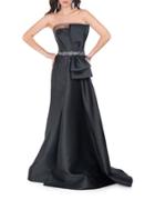 Glamour By Terani Couture Front Bow Beaded Waist Gown