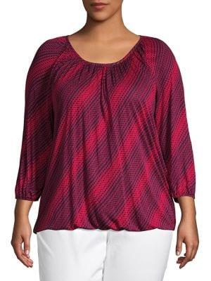 Michael Kors Plus Pleated Contrast Top