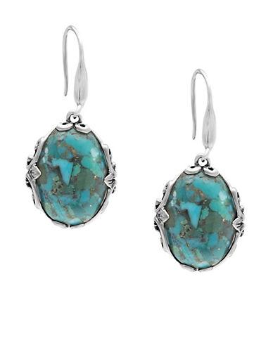 Lord & Taylor Sterling Silver And Faux Turquoise Oval Drop Earrings