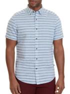 Nautica Classic Fit Striped Linen-blend Short Sleeve Shirt