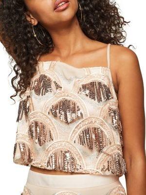 Miss Selfridge Cropped Sequin Fringe Cami