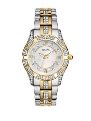 Bulova Swarovski Crystal-accented Two-tone Stainless Steel Watch, 98l135